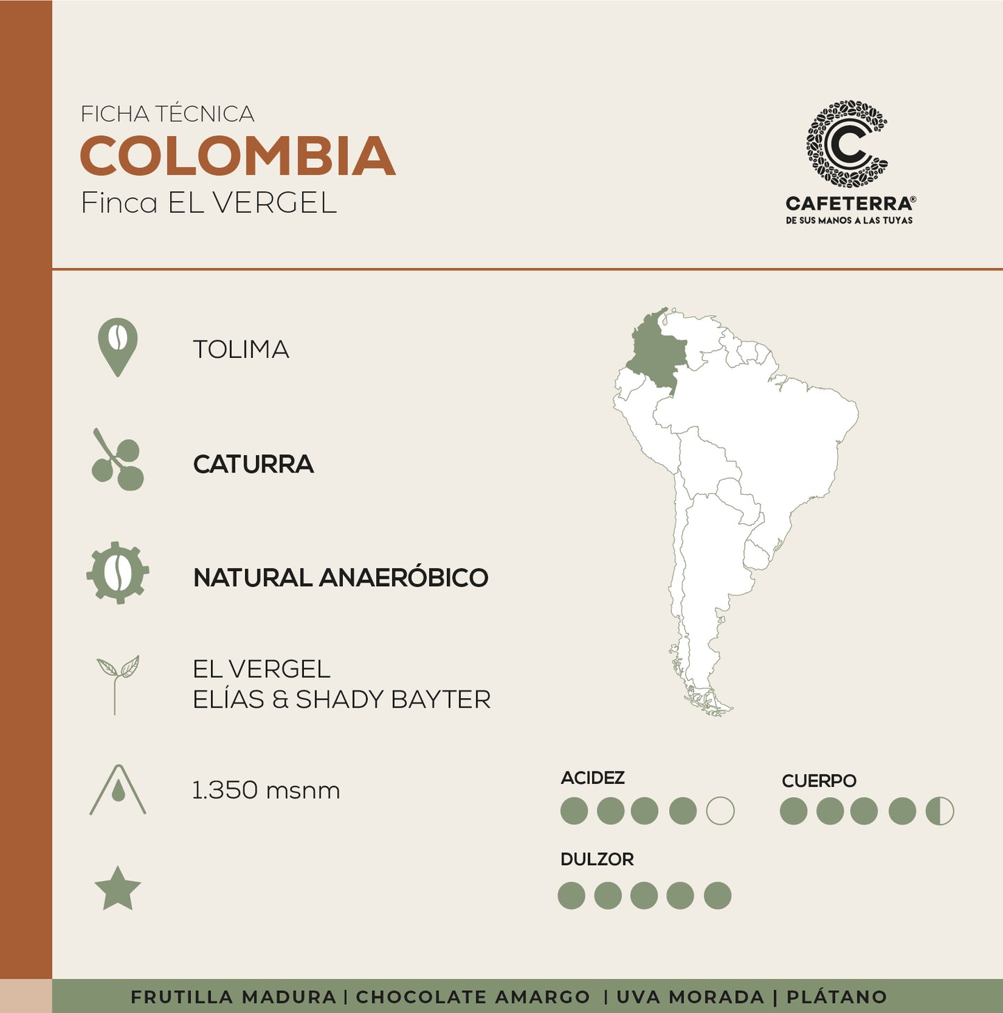 Café Colombia · Caturra Natural Anaeróbico · El Vergel