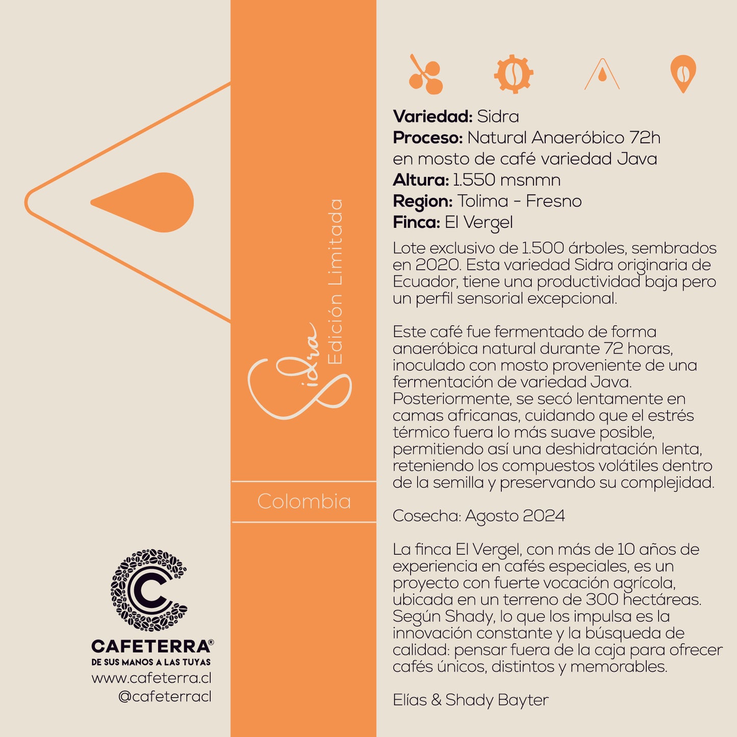 Café Colombia · Edición Limitada · Sidra Natural Anaeróbico · El Vergel - 150G
