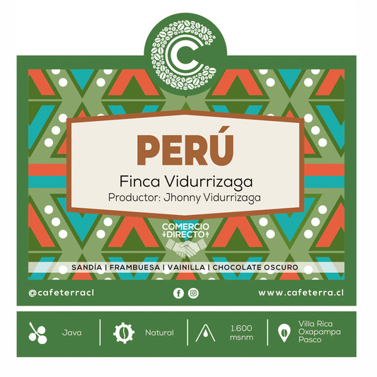 café Perú Java Natural Finca Vidurrizaga proceso natural notas frutales.
