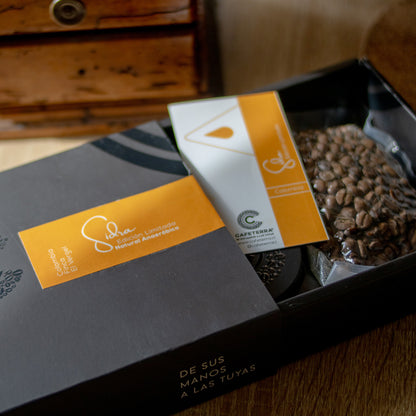 Café Colombia · Caja Edición Limitada · Sidra Natural Anaeróbico · Finca El Vergel