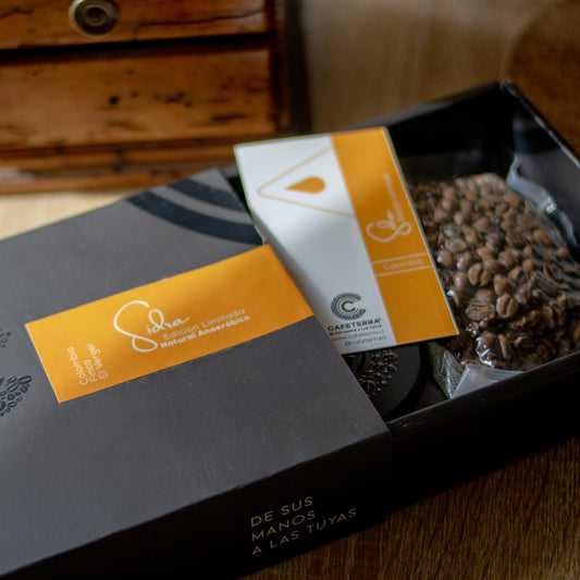 Café Colombia · Caja Edición Limitada · Sidra Natural Anaeróbico · Finca El Vergel