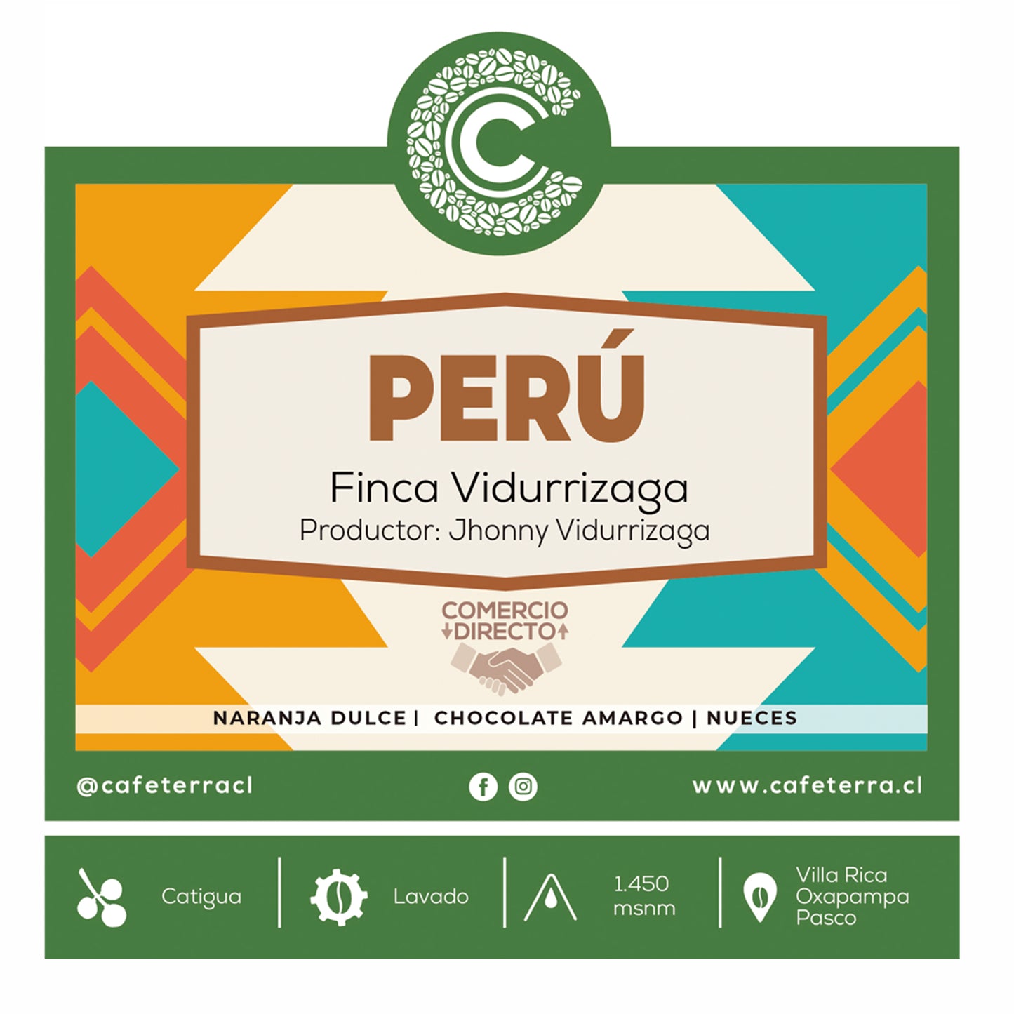 café de especialidad Perú Finca Vidurrizaga, variedad Catigua proceso lavado