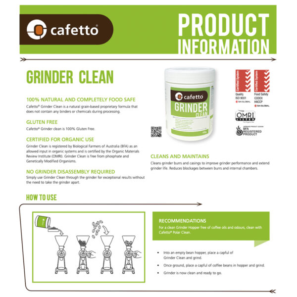 Ficha Grinder Clean Cafetto - Cafeterra